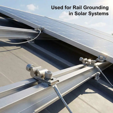 Rock Solid Grounding Lugs 25 Pack Aluminum Alloy Solar Rail Connectors Heavy Duty for rooftop mounts securing rail grounding.