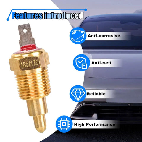 Heavy Duty Electric Cooling Fan Thermostat Switch With 3 8 Inch Pipe Thread And 175 To 185 Degree Activation for V8 engines.