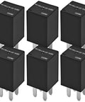 Ultra Micro ISO Automotive Relay Pack of 6, 12V DC, 20A SPNO, ideal for tight spaces and Polaris RZR cooling fans, black casing