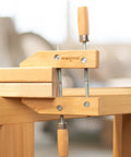 Shop Grade 12 Inch Wooden Handscrew Clamps Pair For No Sweat Woodworking And Reliable Repairs Featuring Heavy Duty Acme Screws With Stainless Spindles For A Rock Solid Secure Grip Every Single Time, close-up view on table.
