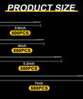 Top Shelf 2000 Piece Clear Plastic Hang Tag Fasteners With Snap Lock Security Links For Retail Shops Clothing And Accessories Merchandising That Delivers A No Sweat Display Setup Every Single Day product size chart showing 3.6, 4, 5.2, and 7 inch options.