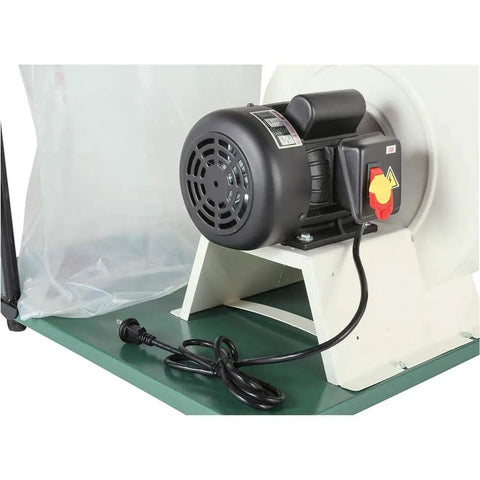 Close-up of 2 HP Canister Dust Collector With Aluminum Impeller From Polar Bear Series motor and power cord side view