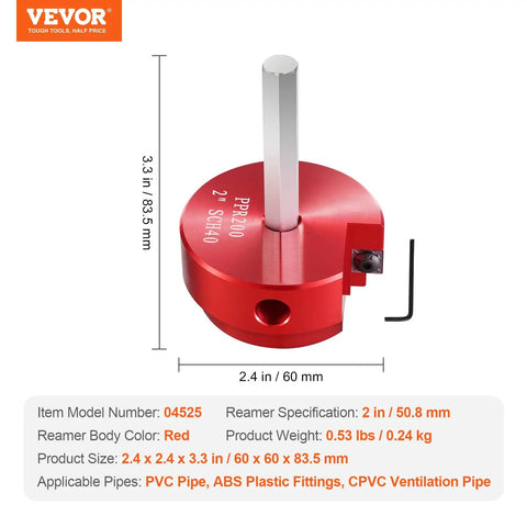 2 Inch Drill Mount Pipe Reamer Tool For Quick PVC And ABS Cleanup Knocks Out Stubborn Solvent Cement And Rough Burrs Fast Tough Aluminum Alloy Body Smashes Through Drain And Vent Line Jobs No Sweat At All
