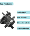 Rear Wheel Bearing And Hub Assembly For Ford Focus 2012-2018 5 Lug With ABS Without Active Park Assist Direct Fit Replacement Features