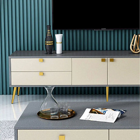 Heavy Duty Metal Tapered Table Legs 4 Pack Built Different Easy Swap For Desks Couches Cabinets TV Stand Quick Refurbish With Pre Drilled Plates And Nonslip Floor Pads Major Room Glow Up used on a modern TV stand with decorative items.