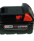 18-Volt M18 Red Lithium XC 4Ah Battery Pack With Onboard Charge Gauge, REDLINK Intelligence, side angle view