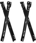Beefy Bottom Mount Drawer Slides Replacement For Furniture, iron construction, showing black heavy duty hardware with holes