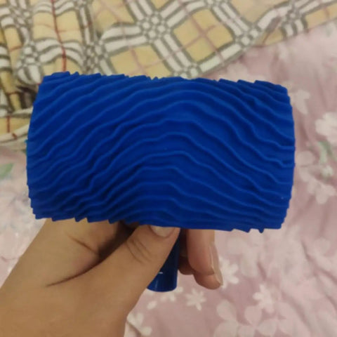 Killer Rubber Wood Graining Paint Roller For Real Deal Faux Finish Wall Texture Job With Extra Long Handle, blue rubber design.