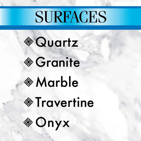 Quartz Countertop Clean And Shine Spray For Sealed Stone Surfaces PH Neutral Gentle On Quartz Prevents Fading From Sunlight Cleans Shines And Protects Your Kitchen Counters Looking Fresh. image of surfaces for quartz, granite, marble, travertine, and onyx