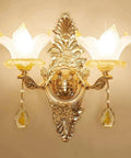Slick Zinc Alloy Wall Sconces Featuring Elegant Crystal Accents For Smooth Cozy Bedroom And Living Room Lighting, 43x48cm size