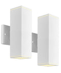 Square Outdoor Wall Light Fixture For Porch And Front Door Modern Exterior Sconce Lighting No Sensor Waterproof Up And Down Exterior Light For Garage White Sanded Finish