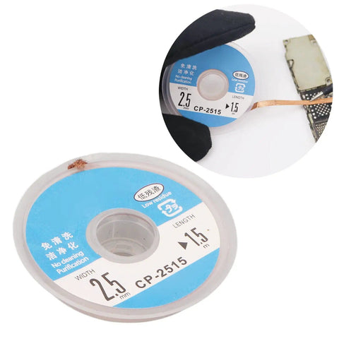 Desoldering Wick Braid With Flux for PCBs, Red Copper Material, 1.5 Meter Length spool and usage on circuit board