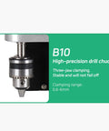 Compact Benchtop Drill Press For Wood And Metal With Seven Speeds And 0.6 To 6mm B10 Chuck Close-up of Drill Chuck