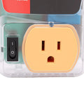 Heavy Duty Automatic Voltage Protector With Over And Under Voltage Cutoff Surge Shield For Fridge And AC And Home Electronics front view showing outlet and switch.