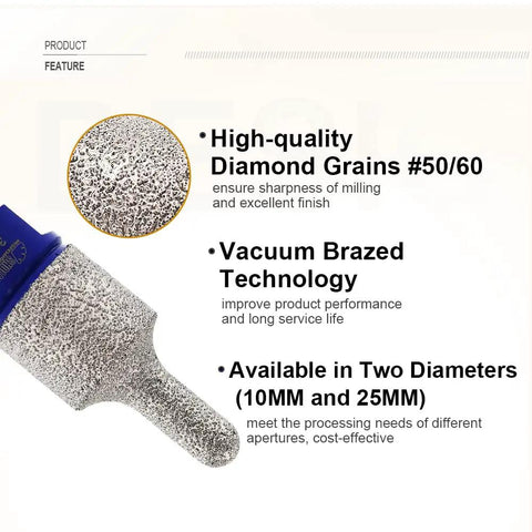 Diamond Finger Milling Bits Built Tough For Enlarging Shaping Rounding Bevels In Existing Holes On Porcelain Tile Ceramic Marble Granite