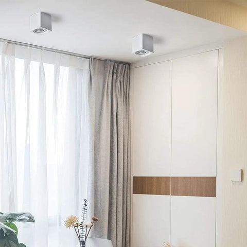 WKNHHL Recessed Lighting Housing Trim Kits White Cob Ceiling Spotlight Fixture Downlight in modern indoor setting.