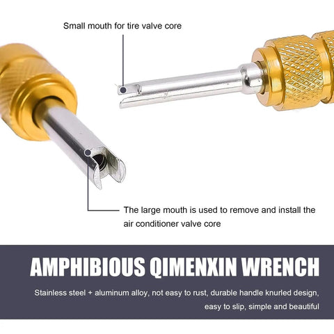 Close-up of dual-head tool from 16 Piece Car AC Valve Core Kit With Caps And Removal Tool For R134a R12 Systems, DIY Friendly