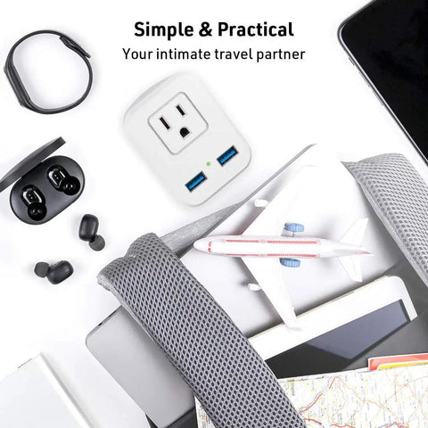Type G Travel Plug Adapter With 2 USB Ports And 1 AC Outlet for US to UK England Ireland Scotland Hong Kong Kenya Dubai And More among travel gadgets