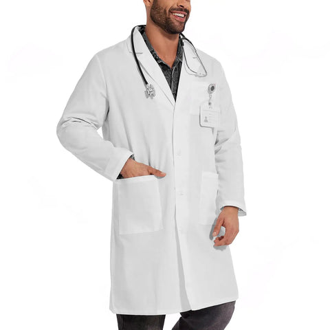 Unisex Lab Coat With Long Sleeves White Medical Coat For Work And Cosplay 3 Pockets Size XL Comfortable Breathable