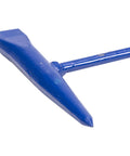 Close-up of blue Chipping Welding Hammer 15 Oz For Fast Slag Cleanup And Light Demolition Made In USA, showing chisel blade and tapered point