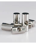 Close-up of 10 Pack M4x6mm Stainless Steel Barrel Nut Dowel Set for Wood Furniture Assembly with Embedded Nuts and Pin Dowels