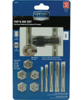 Pro-Grade 12-Piece Machine Screw and Fractional Tap and Die Set package with 5/8 inch T-Handle Tap Wrench