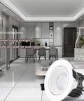 ELUKHT 13-PackRetrofit LED Recessed Light and LED Downlight 7W,10W,12W,15WWhite Retrofit LED Recessed Lighting Ceiling Lights 3.5/4 Inch White Round Baffle Trim for Home Improved, 6000K,7w-6000K in modern home interior