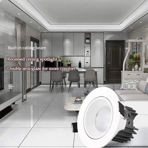 ELUKHT 13-PackRetrofit LED Recessed Light and LED Downlight 7W,10W,12W,15WWhite Retrofit LED Recessed Lighting Ceiling Lights 3.5/4 Inch White Round Baffle Trim for Home Improved, 6000K,7w-6000K in modern home interior