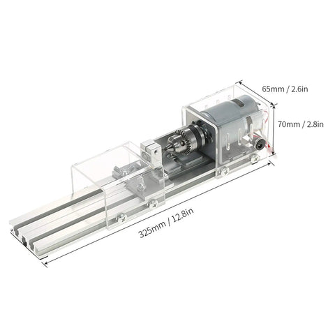 No Sweat Compact Miniature Lathe And Bead Polishing Machine With Powerful 100W Motor For Wood Carving Engraving Milling Home Diy Crafting Transparent Body Small CNC Router Tool, compact and clear design.