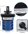 40A Beefy Rotary Cam Changeover Switch For 660V AC Three-Phase Power, 12-Terminal SZW26-40/D303.3, front and side views
