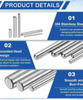 Super Heavy Duty Positioning Shelf Locating Pins Made Of 304 Stainless Steel, Rust Proof Round Head Pegs showcasing smooth cylindrical design.