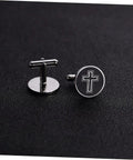 Cross Cufflinks For Men Black Titanium Steel Dress Accessories Durable Shirt Buttons For Business And Formal Wear Dope Style Mens Jewelry Pair