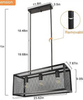 Dimensions of Dope 4 Light Industrial Chandelier With Metal Shades for Dining Room and Kitchen Island, black farmhouse pendant.