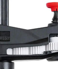 Close-up of GearKlamp 12 Inch Bar Clamps Set Six Pack with quick release shift button and separated handle mechanism