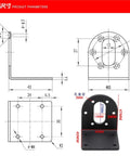Technical diagram of planetary gear motor bracket, showcasing dimensions for 550/545/520 series motors, heavy-duty aluminum L-mount.