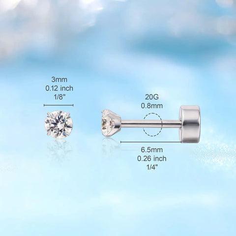 Nailed It 20G Titanium Screw Back Earrings For Sensitive Ears Men Women Hypoallergenic Nickel Free Implant Grade F136 Titanium side view