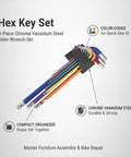 Solid 9-Piece Hex Key Set Crafted From Tough Chrome Vanadium Steel For Easy Bike Repair Furniture Assembly And Household Fixes That Get The Job Done Right, color-coded in organizer