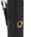 Close-up of heavy duty pneumatic die grinder handle showing cushioned grip and metal connector for heavy duty 90 degree air angle die grinder packs savage 12000 RPM pneumatic power with cushioned non slip grip for tough rust removal deburring and dead on polishing using standard 3mm collets.
