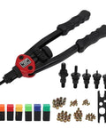 Rock Solid 13 Inch Rivet Nut Tool Set With M10 Screws And Nuts Plus Wrench, Complete Rivnut Kit For Your Garage And Auto Repairs With 60 Accessories, manual rivet nut tool with assorted inserts