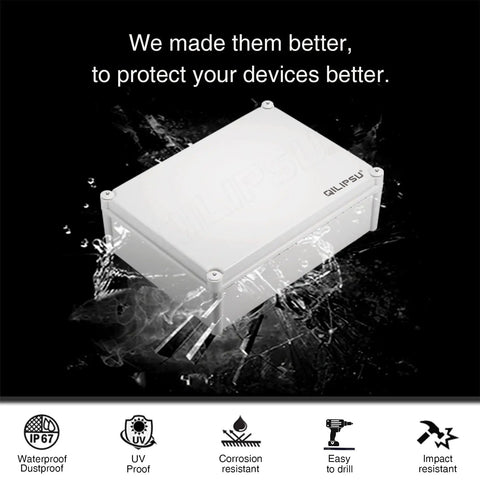 Junction Box With Mounting Plate For DIY Projects All In One Waterproof IP67 Dustproof ABS Enclosure 15 By 11 By 5.1 Inches Outdoor