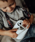 Instant Print Paper Refill Set For Kids Camera 57mm Wide Thermal Paper Rolls 2.25 Inch BPA Free Includes 3 Regular Rolls And 2 Adhesive Rolls For Easy Snap Prints Up To 300 Photos, child using kids camera