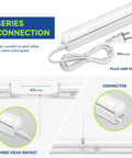 Linkable LED T5 Under Cabinet And Closet Light Bar 2Ft 9W 800 Lumens 4000K Daylight White plug and play series connection