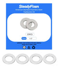 304 Stainless Steel Fender And Lock Washers Set For Screws And Bolts, Half Inch Inner Diameter, 0.89 Inch Outer Diameter, 0.08 Inch Thick, Rust Resistant, Chemical Resistant, Heavy Duty 25 Pack; image showing two flat washers with product details.