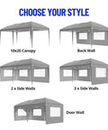 Heavy Duty 10 By 20 Pop Up Canopy Tent For Party Bashes And Big Events Commercial Grade Event Shelter With 6 Removable Sidewalls displayed in different configurations.