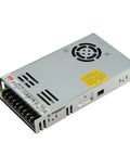 Workhorse 350W Single Output Switching Power Supply With Straight Up 12V 29A Delivery And Selectable Dual Voltage Input showing rear view, metal housing, and fan vent.