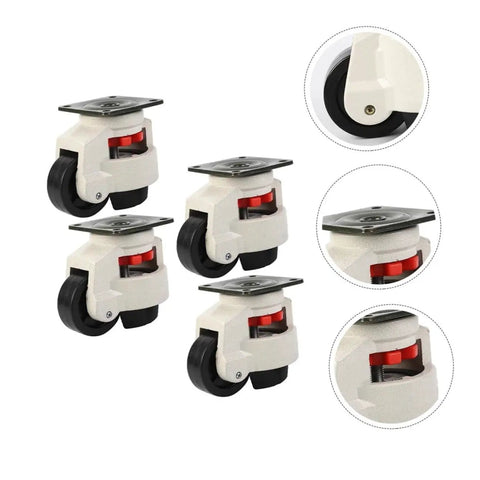4 Pack Heavy Duty Swivel Leveling Casters GD-80F 500kg Load Capacity For Workbenches Utility Carts And Equipment Industrial Plate Caster Wheels For Easy Mobility, white metal casters