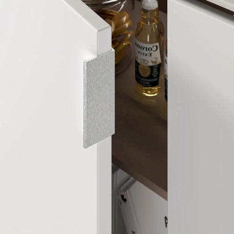 Close-up of 30 Pack 3 Inch Brushed Nickel Finger Pulls For Cabinets Edge To Edge Comfort Cast In One Solid Base Durable Aluminum Walls