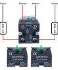 Back view of Two Pack 22mm Latching Rotary Selector Switch with wiring diagram, 3 Position Maintained, 2NO, 110VAC 10A, for DIY electronics