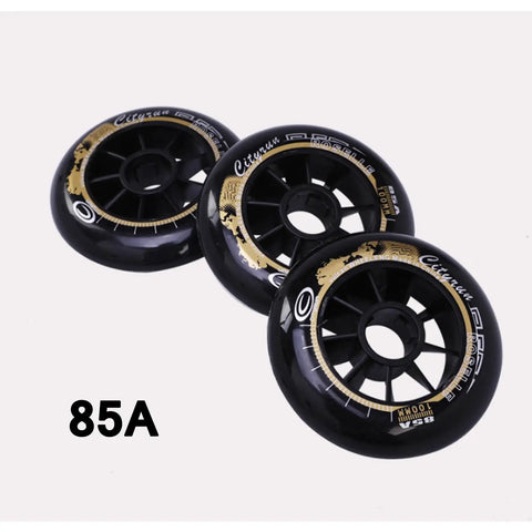 Black 85A inline skate wheels 6/8 pack for outdoor and indoor use with durable PU and smooth bearings, visible 90mm size