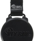 Close-up of 48 Inch Black Carabiner Key Reel Cord with durable clip, heavy duty nylon cable, ideal for everyday carry and work use.